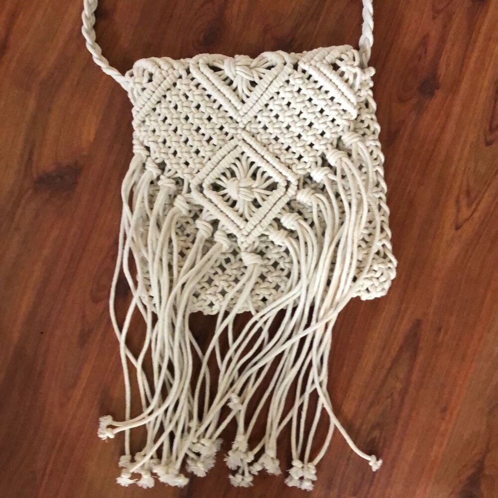 Street Level Macramé, crochet fringe Crossbody bag